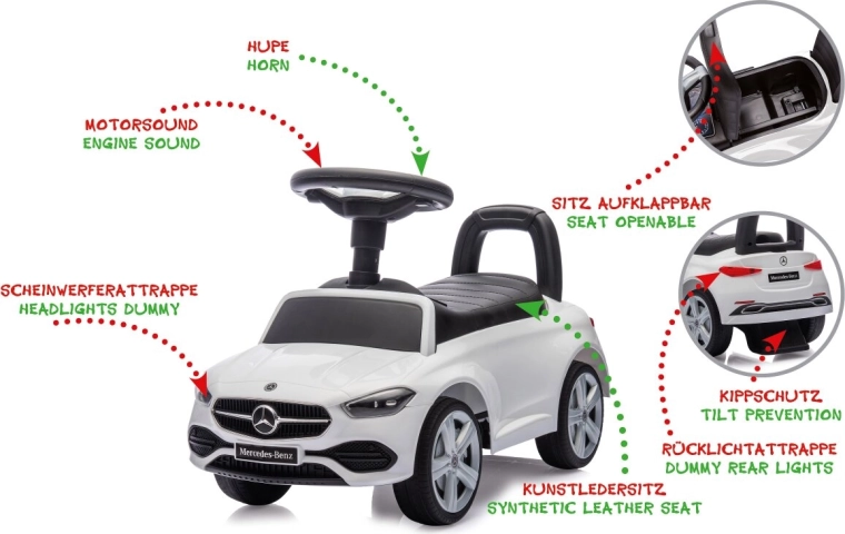 Mercedes-Benz C-Class 2-in-1 loopauto voor kinderen, wit