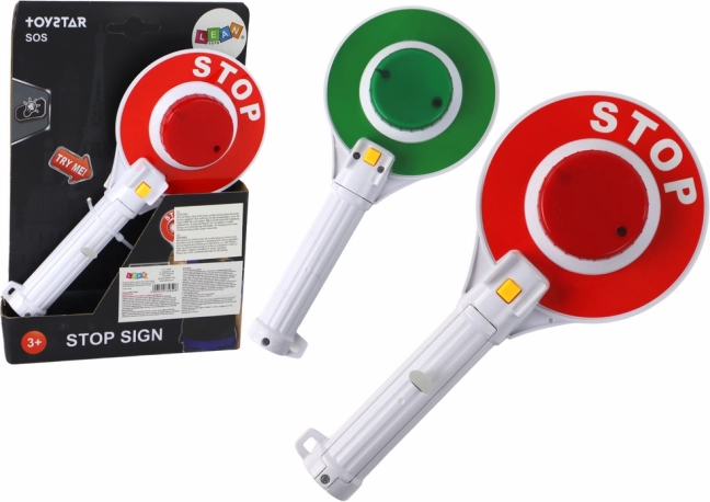 Kinder politie-stopbord dubbelzijdig met lampjes stop/ga