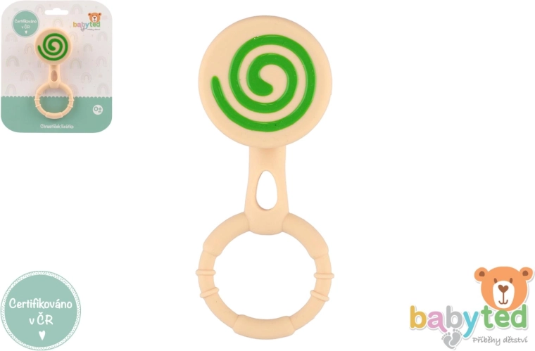 Siliconen rammelaar en bijtring lolly voor baby’s 0m+