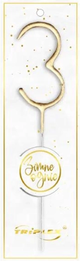 Sterretje cijfer 3, 16,5 cm, goud