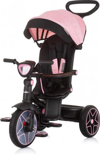 Driewieler met kap en muziekbox Chipolino Derby 2-in-1 Flamingo