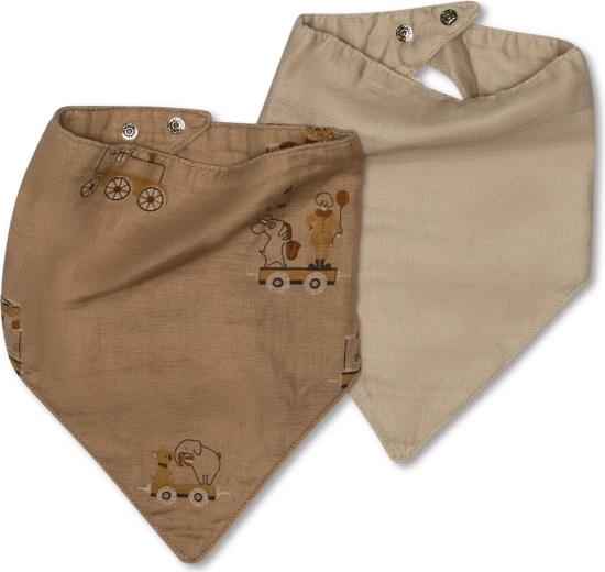 NUUROO villads mousseline slabbetjes carnival train/natural - 2 stuks