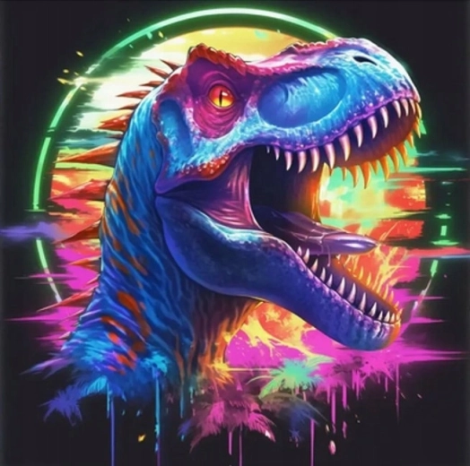 Norimpex diamond painting neon T-Rex 30 × 40 cm - 1 stuk