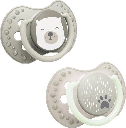 LOVI dynamische siliconen fopspeen Buddy bear 0–6 m, 2 stuks