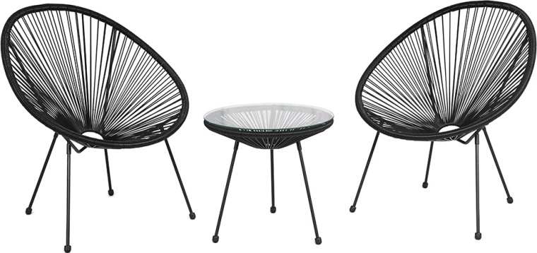 Baby Mix zwarte tuinset voor balkon en terras 2+1