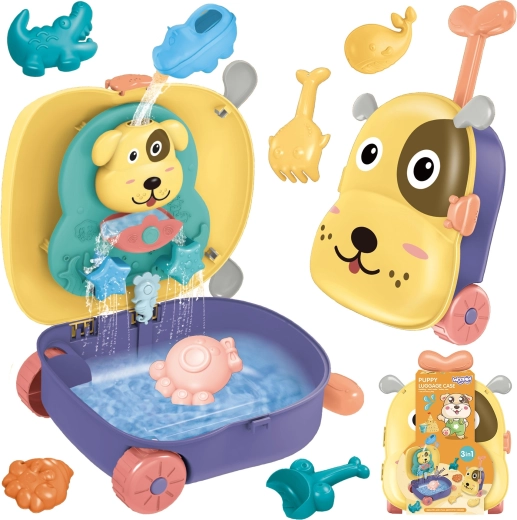 Woopie kinder 3-in-1 koffertje hond – water- en zandspeelset, 8 stuks
