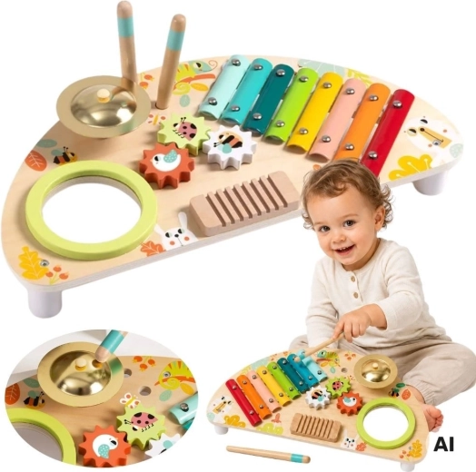 Tooky Toy multifunctioneel houten muziekcentrum voor kinderen
