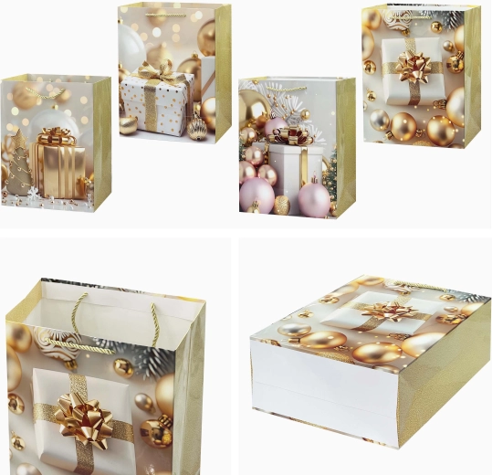 Kerstcadeautas 23 × 18 × 10 cm, mix motieven