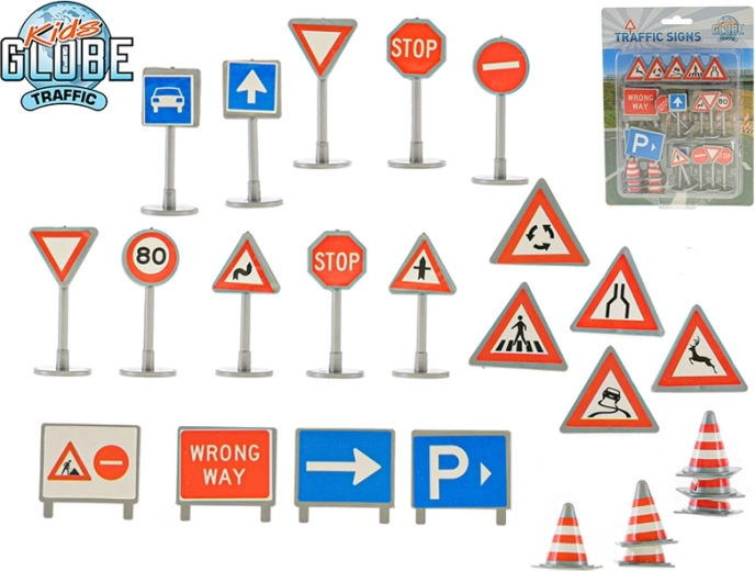 Kids Globe Traffic mini verkeersborden – set van 25 stuks