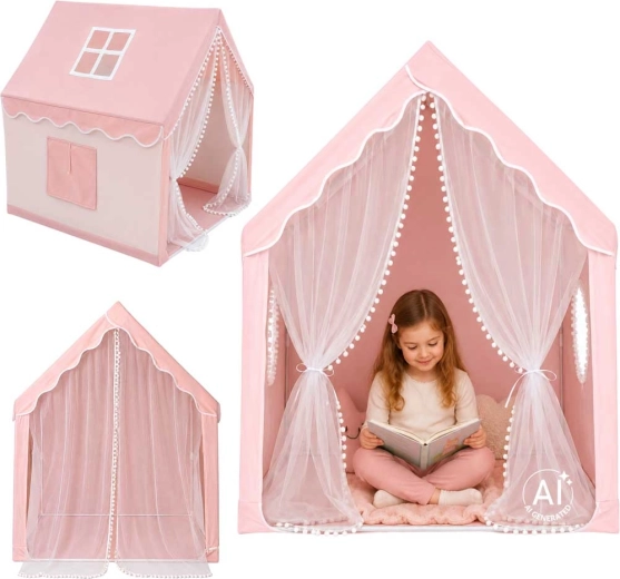 Opvouwbare kindertent huisje voor de kinderkamer roze