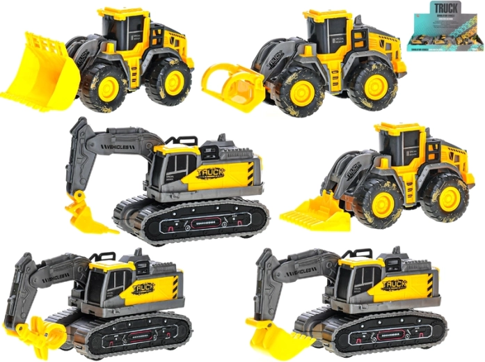 Bouwvoertuigen met wrijvingsmotor 11,5 cm – geel