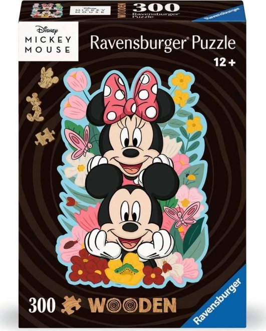 Ravensburger houten contourpuzzel Mickey en Minnie 300 stukjes
