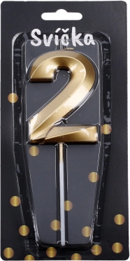 Feestkaars cijfer 2 goud