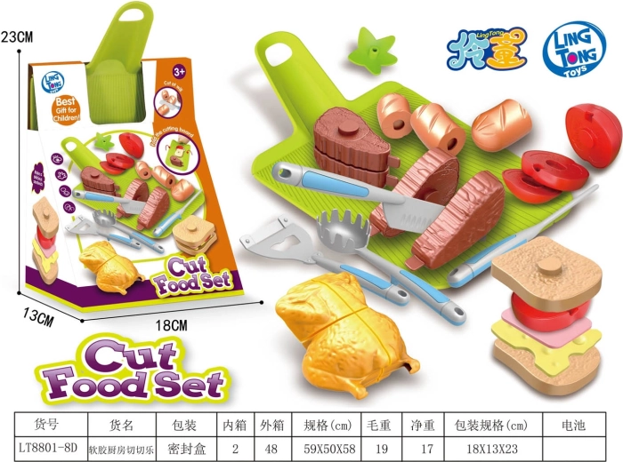 Kinder set snijdbaar speelgoedeten met keukenaccessoires