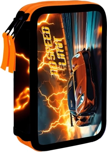 Dubbeldekkers schooletui met automotief, leeg