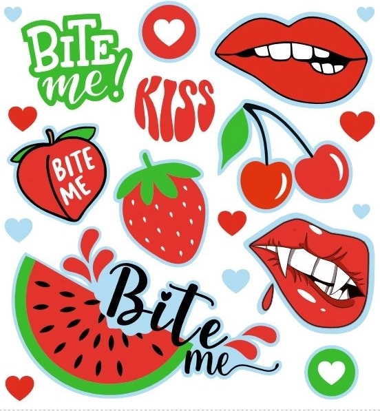 Opstrijkpatches Bite Me – decoratieve kledingstickers