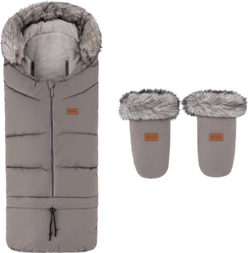 PETITE&MARS wintervoetenzak Arctic 4v1 en kinderwagenhandschoenen Fjora Mocha Mousse - 2 stuks