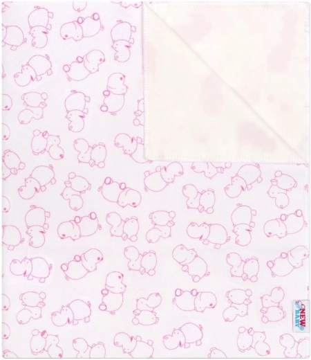 waterdichte flanellen onderlegger New Baby nijlpaard wit/roze