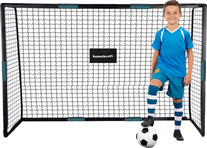 Stalen voetbaldoel Bauerkraft met trainingsnet 180 × 120 × 60 cm zwart-blauw