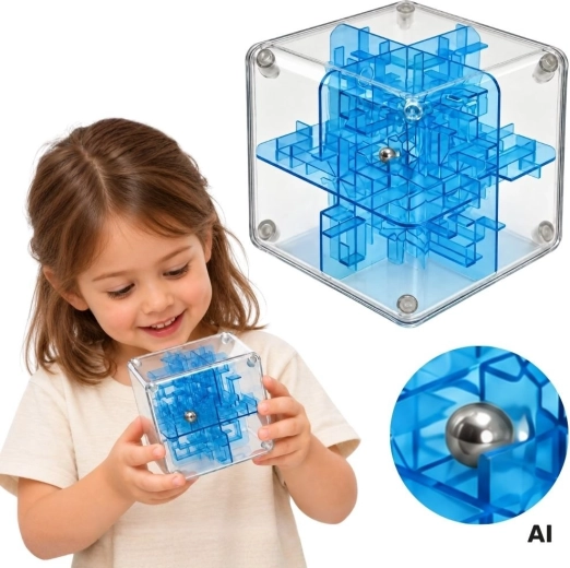 Woopie 3D-logisch doolhof met knikker, blauw