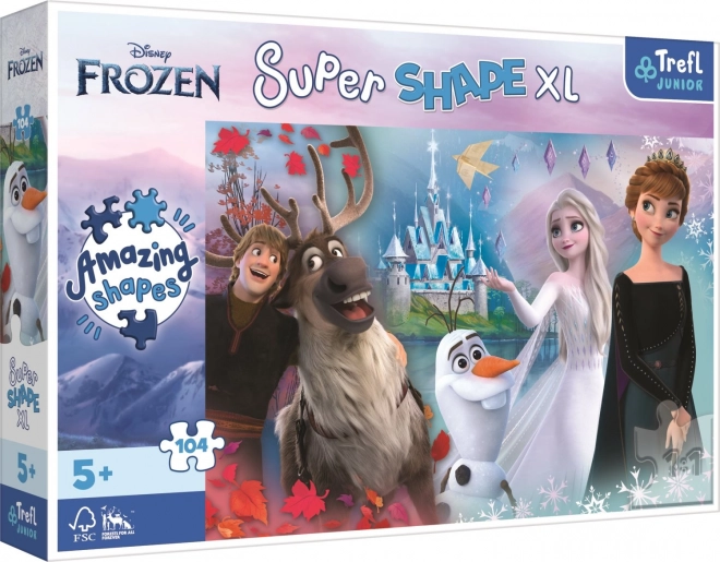 Puzzel 104 stukjes XL Super Shape Frozen – de vrolijke wereld van Anna en Elsa