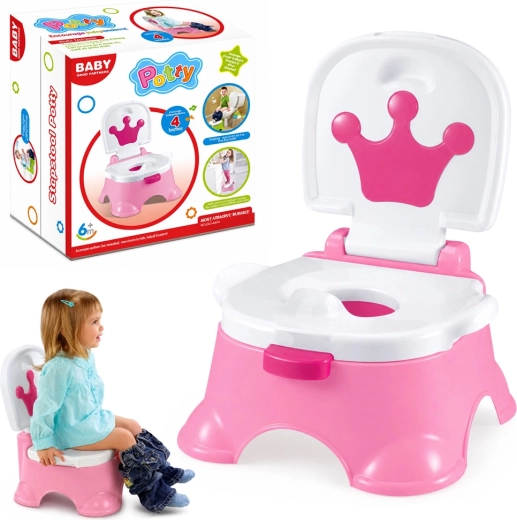 Interactief kinderpotje 5-in-1 roze met kroon en melodieën