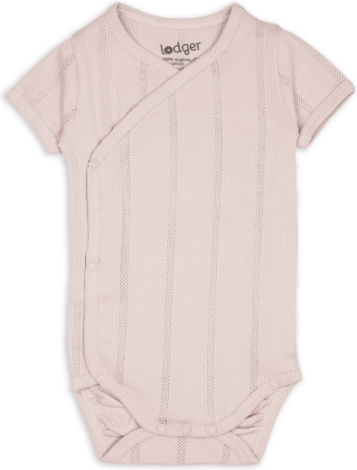 Lodger babyromper met korte mouwen pointelle powder maat 68