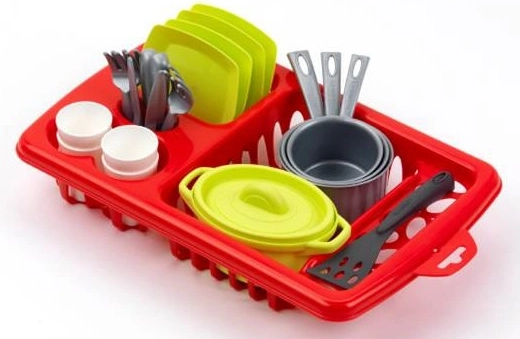 Grote afdruiprek met servies