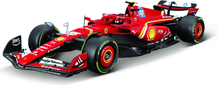 bouwpakket model bburago 1:24 FERRARI F1 SF24 2024 nr. 55 Carlos Sainz met displaystandaard