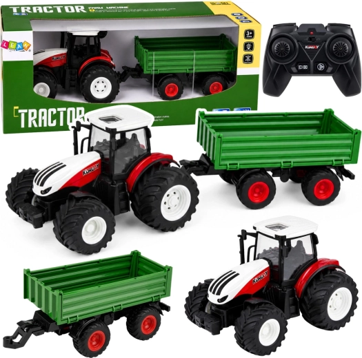 Op afstand bestuurbare tractor met kiepaanhanger 1:24 met licht en geluid