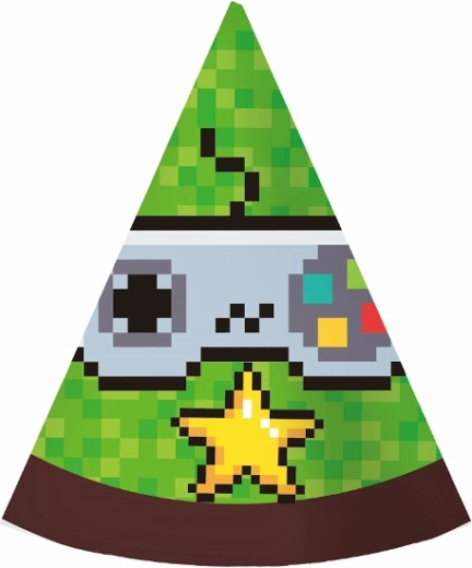 Papieren feesthoedjes Game On – 6 st.