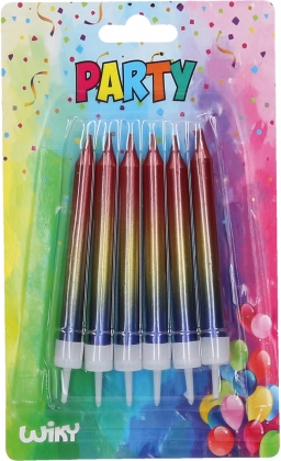 Metallic kaarsen met houders - 6 stuks