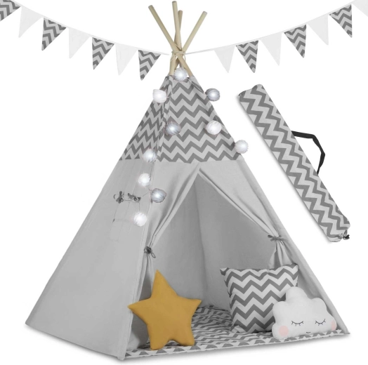 Kinder-tipi met lichtjes Nukido – grijs