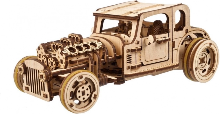 ugears 3d houten mechanische puzzel hot rod furious mouse