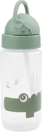 Done by Deer drinkfles met rietje Croco groen 350 ml