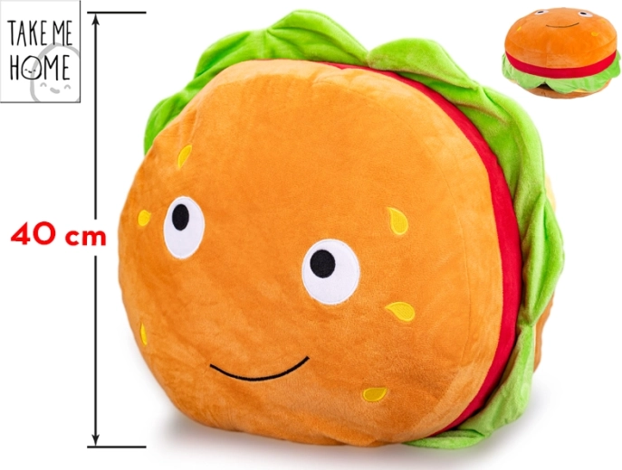 Pluchen hamburger met vrolijk gezicht Take Me Home