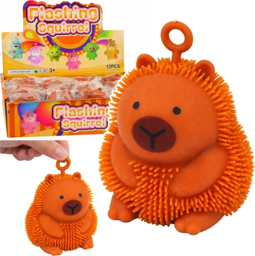Lichtgevende antistress squishy capibara met LED en polsbandje, oranje