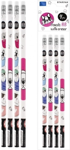 Potlood met gum Minisy - set van 4 stuks