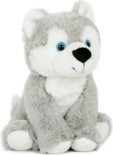 Pluchen husky hond zittend 15 × 19 cm