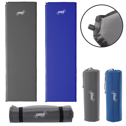 Zelfopblazend trekking-slaapmatje 180 × 50 × 2,5 cm, 850 g, grijs/blauw