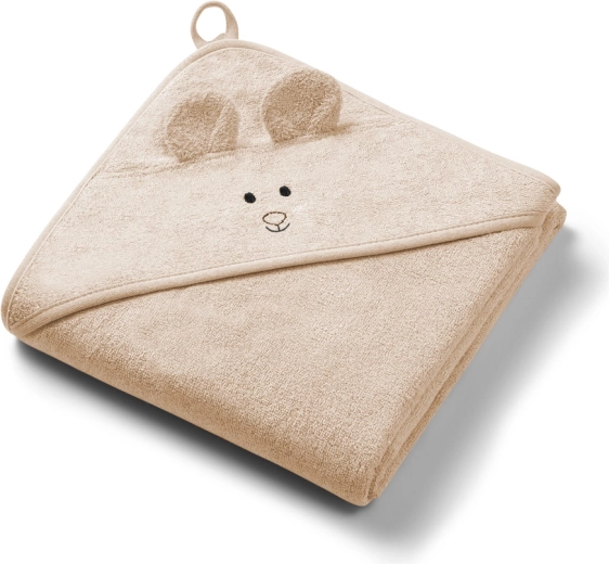Babyono bamboe badcape met capuchon super soft donkerbeige 100 × 100 cm