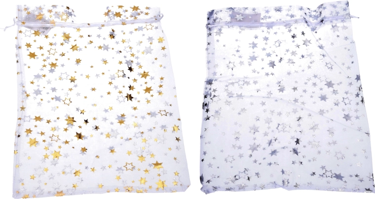 Organza zakje met sterren 17 × 23 cm – kerstcadeauverpakking