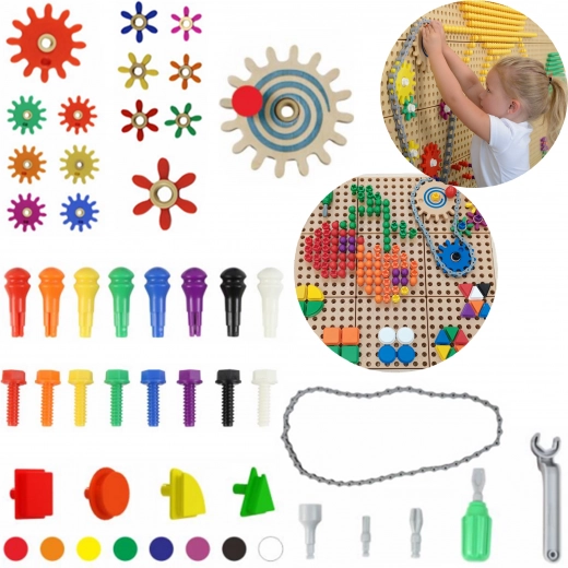 Masterkidz bouwset accessoires met pinnen, schroeven en gereedschap - 352 stuks