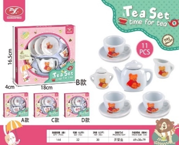 Keramische theeset met bloemen voor kinderen