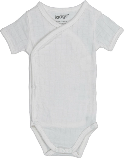 Lodger hydrofiel babyromper met korte mouwen Solid Cloud Dancer 68