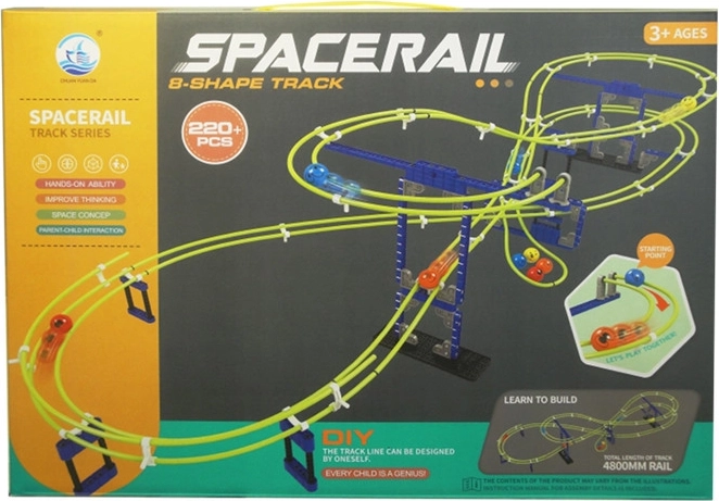 Tweeledige knikkerbaan in de vorm van een acht