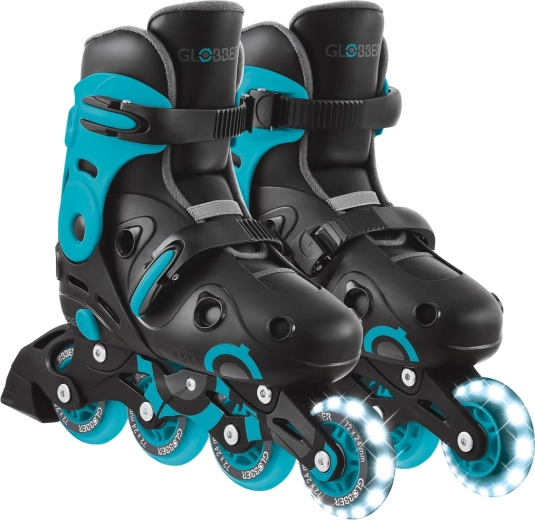 Globber Go Skates Lights kinder-inline skates met verlicht voorwiel (LED) zwart-blauw 34–37