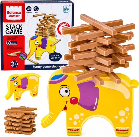 Balancerende olifant – behendigheidsspel Stack Game bouw een toren (60 stukjes)