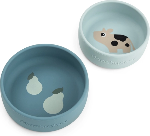Done by Deer set siliconen schaaltjes Dotti blauw 2 stuks