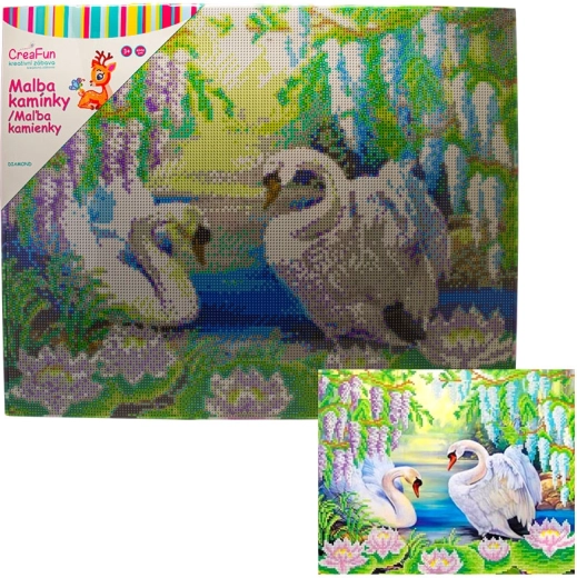 Diamantschilderen – zwanen 40 × 50 cm